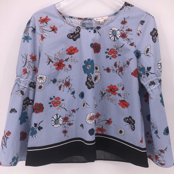 Jane & Delaney Striped Floral Peasant Blouse - Picture 3 of 6